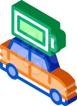 electro car full battery icon vector. isometric electro car full battery sign. color isolated symbol illustration