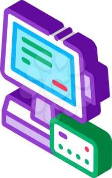 pos terminal display and card icon vector. isometric pos terminal display and card sign. color isolated symbol illustration