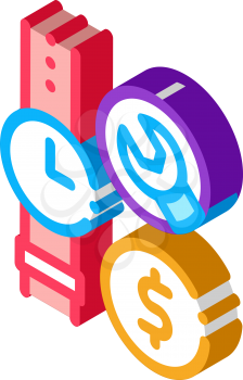 watch repair cost icon vector. isometric watch repair cost sign. color isolated symbol illustration