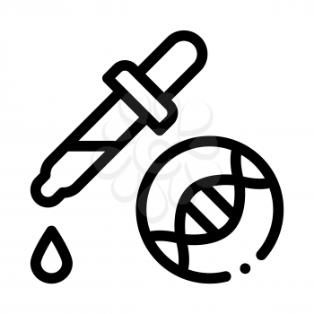 Liquid Dropper Pipette Biomaterial Vector Icon Thin Line. Biology And Science Flasks, Bioengineering, Dna And Medicine Biomaterial Concept Linear Pictogram. Monochrome Contour Illustration