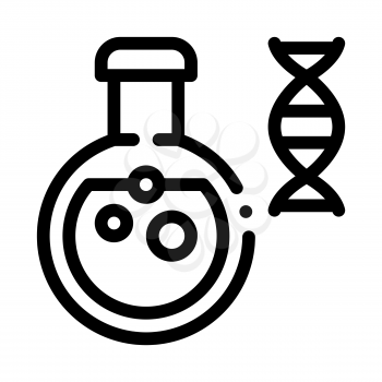 Chemistry Lab Glassware Biomaterial Vector Icon Thin Line. Biology And Science Flasks, Bioengineering, Dna And Medicine Biomaterial Concept Linear Pictogram. Monochrome Contour Illustration