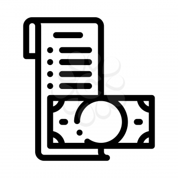Invoice Check List And Money Dollar Vector Icon Thin Line. Money Sign On Smartphone Display And Magnifier, Web Site Financial Concept Linear Pictogram. Monochrome Contour Illustration