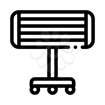 Portable Heating Device On Rollers Vector Icon Thin Line. Cool And Humidity, Airing, Ionisation And Heating Concept Linear Pictogram. Conditioning Related Monochrome Contour Illustration