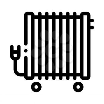 Portable Oil Radiator Heating System Vector Icon Thin Line. Cool And Humidity, Airing, Ionisation And Heating Concept Linear Pictogram. Conditioning Related Monochrome Contour Illustration