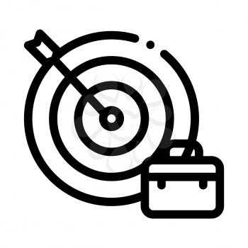 Arrow Hit Target And Case Job Hunting Vector Icon Thin Line. Hunting Business People And Recruitment Candidate, Team Work And Partnership Concept Linear Pictogram. Monochrome Contour Illustration