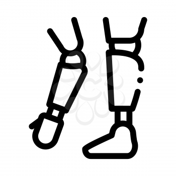 Prosthetics Of Arms And Leg Orthopedic Vector Icon Thin Line. Orthopedic And Trauma Rehabilitation, Belt And Walkers Concept Linear Pictogram. Medical Rehab Goods Monochrome Contour Illustration