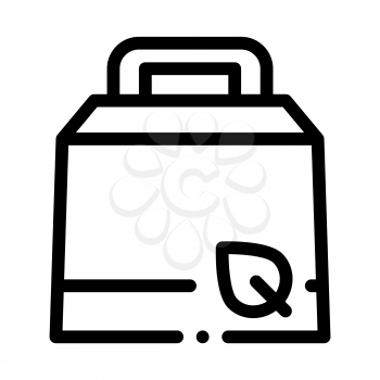Carton Package With Handle And Plant Leaf Vector Icon Thin Line. Open And Closed Packaging Concept Linear Pictogram. Parcel, Box Shipping Equipment Black And White Contour Illustration