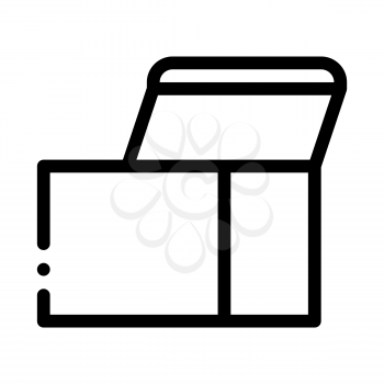 Square Opened Cardboard Carton Box Vector Icon Thin Line. Carton Open And Closed Box Packaging Concept Linear Pictogram. Parcel, Shipping Service Equipment Monochrome Contour Illustration