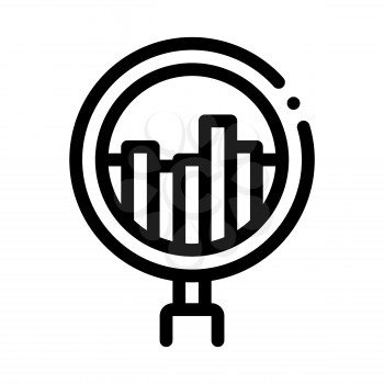 Graph In Magnifier Glass Agile Element Vector Icon Thin Line. Agile Rocket And Document, Gear And Package, Loud-speaker And Stop Watch Concept Linear Pictogram. Monochrome Contour Illustration
