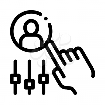 Hand Settings And Man Silhouette Agile Vector Icon Thin Line. Agile Rocket And Document, Sandglass And Package, Loud-speaker And Stop Watch Concept Linear Pictogram. Monochrome Contour Illustration