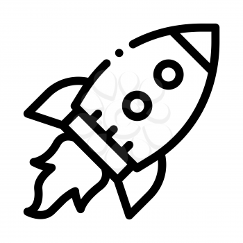 Flying Rocket Spaceship Agile Element Vector Icon Thin Line. Agile Gear And Document, Sandglass And Package, Loud-speaker And Stop Watch Concept Linear Pictogram. Monochrome Contour Illustration