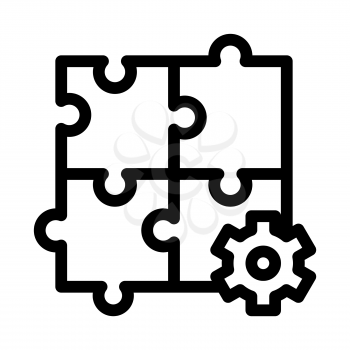 Puzzle Game And Gear Agile Element Vector Icon Thin Line. Agile Magnifier And Document, Sandglass And Package, Loud-speaker And Stop Watch Concept Linear Pictogram. Monochrome Contour Illustration