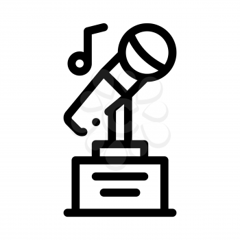 Microphone Equipment For Singing Songs Vector Icon Thin Line. Microphone And Headphones, Concert And Theater, Opera And Karaoke Concept Linear Pictogram. Black And White Contour Illustration
