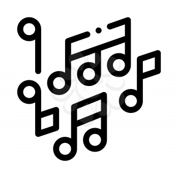Melody Music Mono And Treble Notes Vector Icon Thin Line. Microphone And Dynamic, Concert And Theater, Opera And Karaoke Music Concept Linear Pictogram. Black And White Contour Illustration
