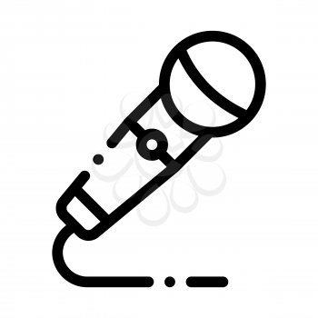Modern Radio Microphone Device For Singing Vector Icon Thin Line. Microphone And Headphones, Concert And Theater, Opera And Karaoke Concept Linear Pictogram. Black And White Contour Illustration