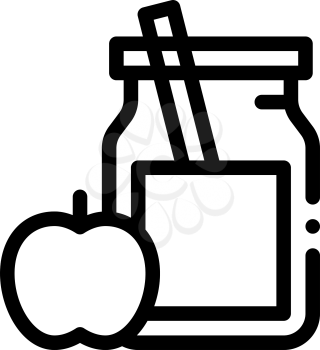 Jar with Healthy Drink and Apple Biohacking Icon Vector Thin Line. Contour Illustration