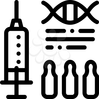 Syringe with Ampoules Biohacking Icon Vector Thin Line. Contour Illustration