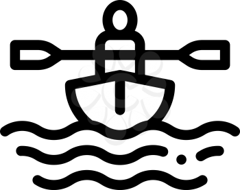 Man in Boat with Oar Canoeing Icon Vector Thin Line. Contour Illustration