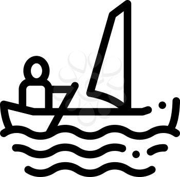 Sailing Canoeing Icon Vector Thin Line. Contour Illustration