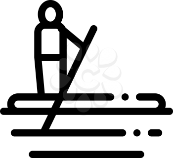 Serfing Canoeing Icon Vector Thin Line. Contour Illustration