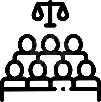 Court Sitting Law And Judgement Icon Vector Thin Line. Contour Illustration