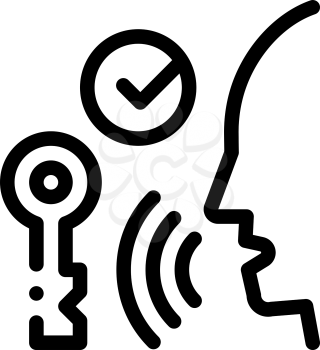 Security System Voice Control Icon Vector Thin Line. Contour Illustration