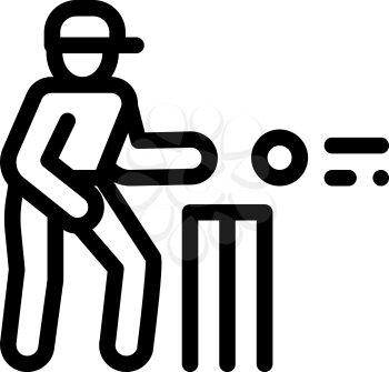 Cricket Player Throwing Ball Icon Vector. Outline Cricket Player Throwing Ball Sign. Isolated Contour Symbol Illustration