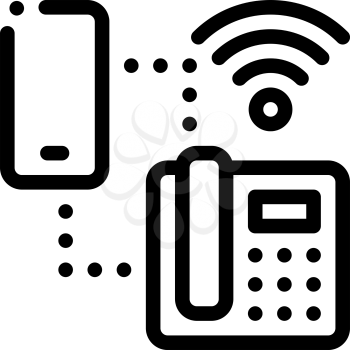 Smartphone and Home Telephone Wi-Fi Connection Icon Vector. Outline Smartphone and Home Telephone Wi-Fi Connection Sign. Isolated Contour Symbol Illustration