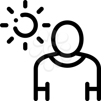 Sun Exposure for Man Icon Vector. Outline Sun Exposure for Man Sign. Isolated Contour Symbol Illustration