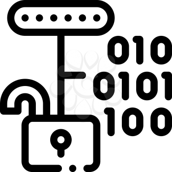 Hacking Binary Code Icon Vector. Outline Hacking Binary Code Sign. Isolated Contour Symbol Illustration