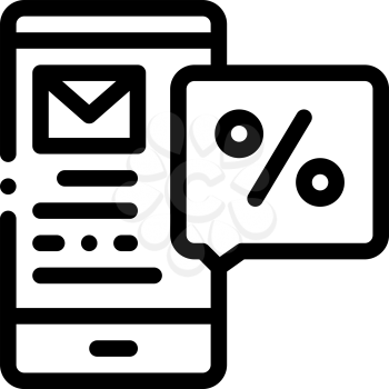 Phone Message about Percent Icon Vector. Outline Phone Message about Percent Sign. Isolated Contour Symbol Illustration