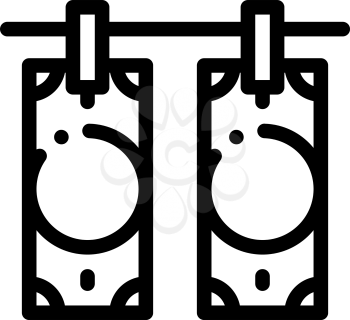 Drying Fake Banknotes Icon Vector. Outline Drying Fake Banknotes Sign. Isolated Contour Symbol Illustration