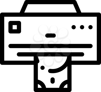 Money Issuing Printer Icon Vector. Outline Money Issuing Printer Sign. Isolated Contour Symbol Illustration