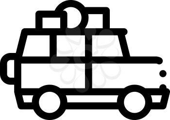 Camping Car with Luggage Icon Vector. Outline Camping Car with Luggage Sign. Isolated Contour Symbol Illustration