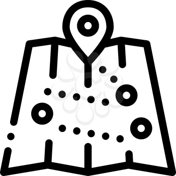 Tourist Map with Locations Icon Vector. Outline Tourist Map with Locations Sign. Isolated Contour Symbol Illustration