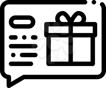 Gift Notification Message Icon Vector. Outline Gift Notification Message Sign. Isolated Contour Symbol Illustration