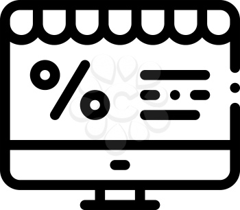 Computer Percent Mail Icon Vector. Outline Computer Percent Mail Sign. Isolated Contour Symbol Illustration