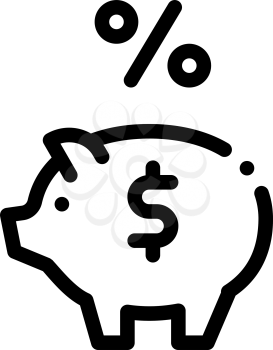 Piggy Bank Pig Money Icon Vector. Outline Piggy Bank Pig Money Sign. Isolated Contour Symbol Illustration