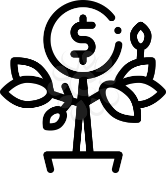 Money Tree Pot Icon Vector. Outline Money Tree Pot Sign. Isolated Contour Symbol Illustration