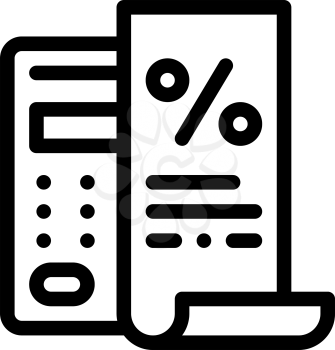 Check with Mathematical Interest Calculations Icon Vector. Outline Check with Mathematical Interest Calculations Sign. Isolated Contour Symbol Illustration