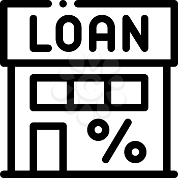 Loan Percent Building Icon Vector. Outline Loan Percent Building Sign. Isolated Contour Symbol Illustration
