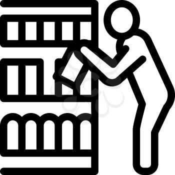 Man Choose Products Icon Vector. Outline Man Choose Products Sign. Isolated Contour Symbol Illustration