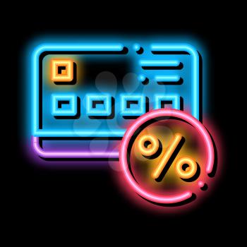 Credit Percentage Card neon light sign vector. Glowing bright icon Credit Percentage Card sign. transparent symbol illustration