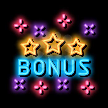 Bonus Star Logo neon light sign vector. Glowing bright icon Bonus Star Logo sign. transparent symbol illustration