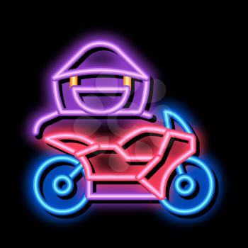 Motorcycle Transport Driver neon light sign vector. Glowing bright icon Motorcycle Transport Driver sign. transparent symbol illustration
