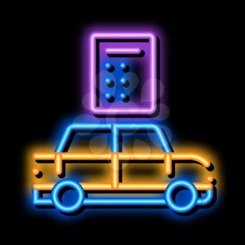 Smart Car Key neon light sign vector. Glowing bright icon Smart Car Key sign. transparent symbol illustration