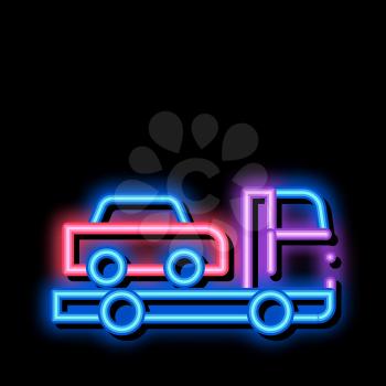Truck Picks Up Car neon light sign vector. Glowing bright icon Truck Picks Up Car sign. transparent symbol illustration