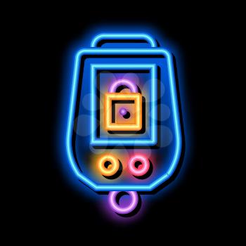 Secure Alarm Padlock neon light sign vector. Glowing bright icon Secure Alarm Padlock sign. transparent symbol illustration