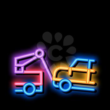 Escape Machine Truck neon light sign vector. Glowing bright icon Escape Machine Truck sign. transparent symbol illustration