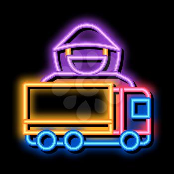 Driver Truck Concept neon light sign vector. Glowing bright icon Driver Truck Concept sign. transparent symbol illustration
